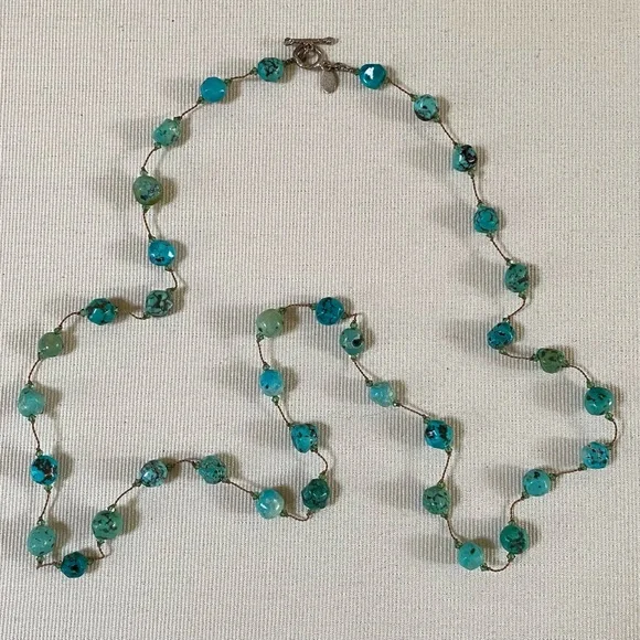 MARGO MORRISON TURQUOISE NECKLACE 36” HANDMADE